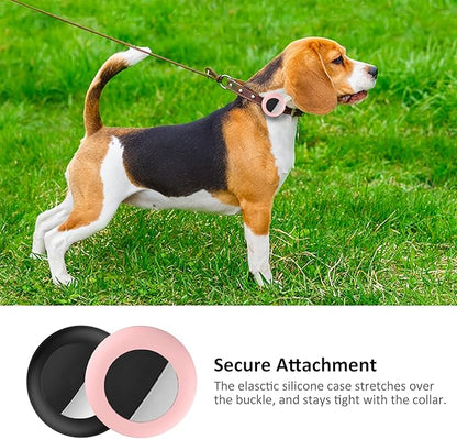 2022 AirTag Cat Collar Holder, Small AirTag Compatible Case, 2Pack Waterproof for 3/8" Collar, Black&Pink