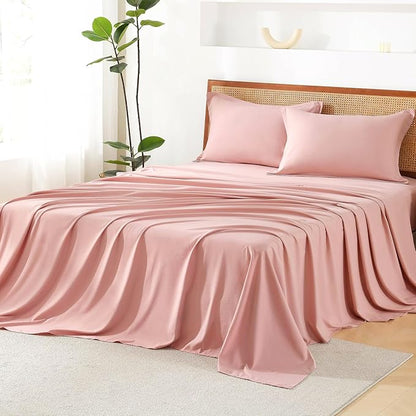 Litanika Blush Pink Full Size Comforter Set with Sheets - 7 Pieces Bed in a Bag Full Boho Tufted Complete Bedding Sets with Comforter, Sheets, Pillowcases & Shams