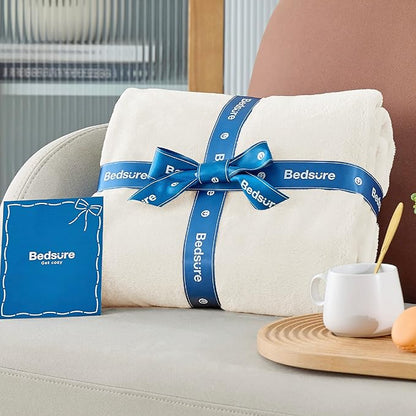 Bedsure Fleece Throw Blanket for Couch Cream - Lightweight Plush Fuzzy Cozy Soft Blankets and Throws for Sofa, 50x60 inches