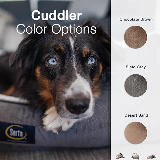 Serta Orthopedic Cuddler Dog Bed for Pets – Chocolate Brown (Large)