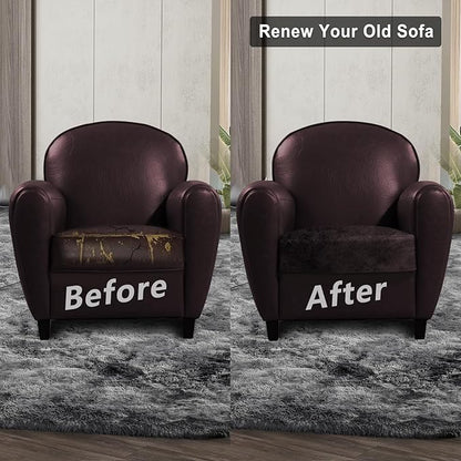 ANARACHON Leather Look Couch Cushion Covers Sofa Seat Slipcovers Sets Couches Furniture Protector for Sectional Armchair Loveseat Pets Kids Stretch Spandex Fabric (1 Cushion Armchair, Chocolate)