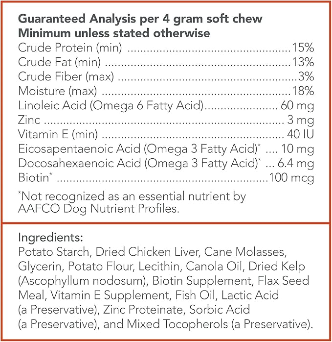 Vet's Best Skin & Coat Dog Supplements - Formulated with Vitamin E and Biotin to Maintain Dogs Healthy Skin and Coat - 30 Soft Chews
