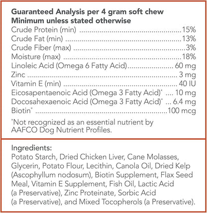 Vet's Best Skin & Coat Dog Supplements - Formulated with Vitamin E and Biotin to Maintain Dogs Healthy Skin and Coat - 30 Soft Chews
