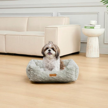 Modern Threads Ultra Soft Plush Pet Bed for Small and Medium Dogs with Elegant Texture and Stylish Design, Removable Washable Cover, Grey, (24" L x 20" W x 8" Th)