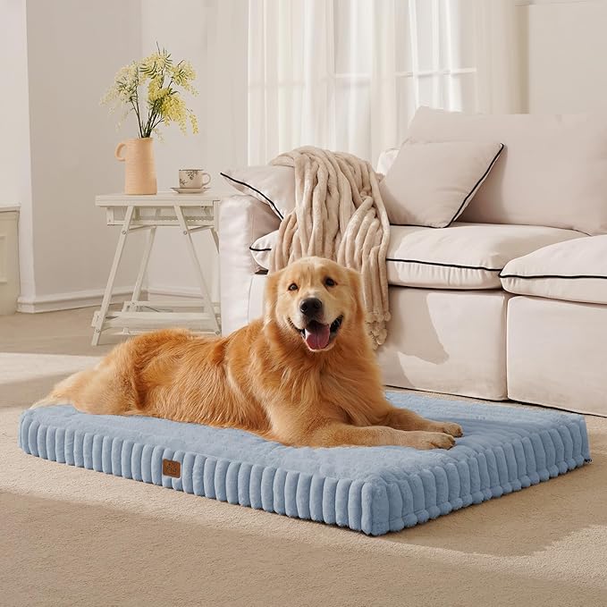 Orthopedic Dog Bed for XXL Jumbo Dog, Waterproof Pet Bed,Non-Slip Bottom and Egg-Crate Foam with Removable Washable Cover Crate Bed,Blue,47"x29"x4"