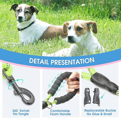 BAAPET 2/4/5/6 FT Dog Leash with Comfortable Padded Handle and Highly Reflective Threads for Small Medium and Large Dogs (2FT-1/2'', Green)