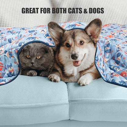 Tuiskusa Premium Cooling Blanket for Dogs Pet Cooling Pads Washable Pet Cool Mat for Cats Hot Weather Puppy Lightweight Throw Calming Pad(60x80 inches)