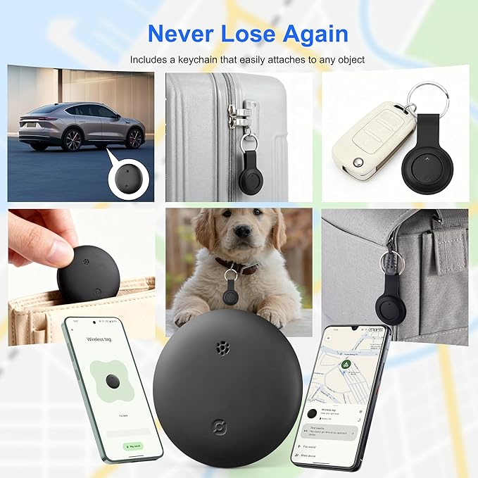 Android Tracker Tags, 1 Pack Google Certified Smart Tracker with Silicone Cases, Works with Google Find Hub for Keys, Luggage, Backpacks, Pets, IP67 Waterproof & Replaceable Battery (Android Only)