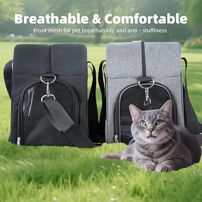 Cat Carrier for Small Cats Dogs, Soft-Sided Pet Carrier for Cats Puppies Small Pets, Lightweight Comfortable Travel Cat Dog Carrier (Grey)
