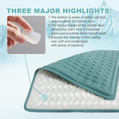 GOLOPET Cat Heating Pad - 18x18 Inch Waterproof Heated Cat Bed with Smart Thermostat Switch and Plush Fabric Cover Blue