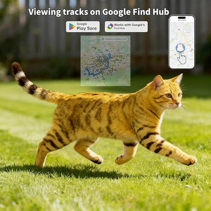 Pet Tracker,GPS Collar for Cats (Android Only) Smart tag,Waterproof Compatible with Google Find My,No Monthly Fee,Smart Collar for Pet