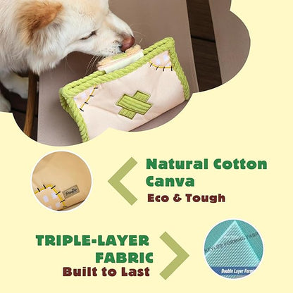Interactive Dog Toys, Snuffle Puzzle Toys for Small Medium Large Dogs – Durable Hide & Seek Treat Dispenser with Squeaky & Crinkle Sounds, 2-in-1Chew Toy, Dog Birthday for Gifts (Tissue Box)