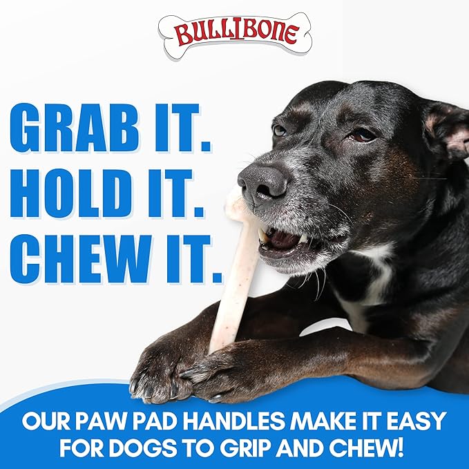 Bullibone Nylon Dog Chew Toy for Aggressive Chewers - Dental Hygiene Bone with Beef Flavor, Durable Tough Chew Toys for Large Dogs, Indestructible Dog Bone - 3 Pack