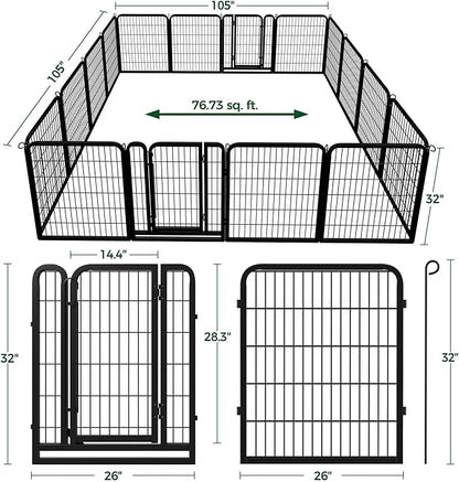 Topeakmart Dog Playpen Outdoor Puppy Exercise Pen Indoor Portable Pet Fence for Yard/RV Camping, 32 Inch 16 Panels