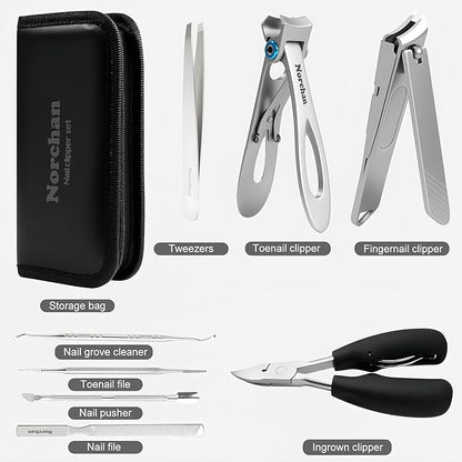 Nail Clippers Kit, 8-Piece Stainless Steel Toenail & Fingernail Clipper with Nail File & Cleaner, Precision Sharp Blade for Easy Clean Cut, Ideal for Men, Women, Seniors, Gift Pack