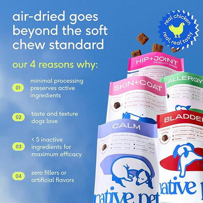Native Pet Dog UTI Treatment - Cranberry Supplement for Dogs - Supports Normal Bladder Function, Urinary Tract & Kidney Health - Real Cranberry Extract, D-Mannose & Probiotics - Air-Dried - 30 Chews