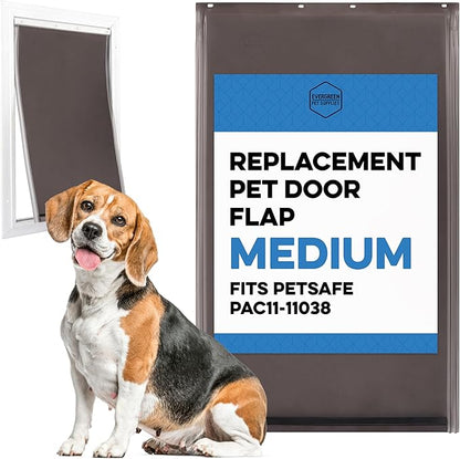 Evergreen Pet Supplies Dog Door Replacement Flaps - Compatible with PetSafe Freedom PAC11-11038 - Medium Brown 8.25" x 12.25" - Weather-Resistant Replacement Flap for Sliding Glass Inserts