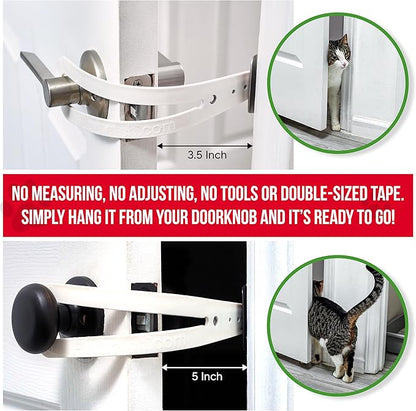 FlexLatch Cat Door Holder Latch - Bright White Cat Door Alternative Installs Fast Flex Latch Strap Let's Cats in and Keeps Dogs Out of Litter & Food. Safe Baby Proof One Piece No Measuring Extra Easy