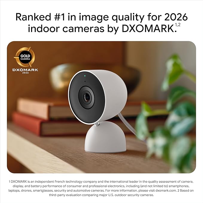 Google Nest Cam Indoor (Wired, 3rd Gen) - Security Camera with 2K Video and Gemini, Night Vision, 2-Way Audio, Works with Google Home - 2025 Model - Hazel