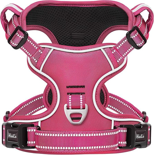 HEELE Dog Harness for Small Dogs No Pull Dog Vest Harness for Small Dog with Soft Padded Handle Reflective for Outdoor Training, Rose(Matching Trim), S