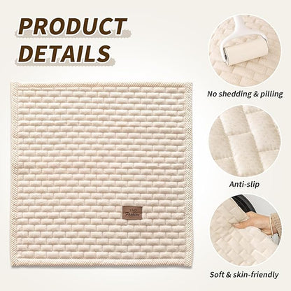 Couch Covers for Dogs Washable, Velvet Dog Couch Cover Protector, Fuzzy Plush Pet Sofa Cover for Single Sofa, Sofa Covers for Pets(1,Beige White,27.6"x27.6",Single Seater)