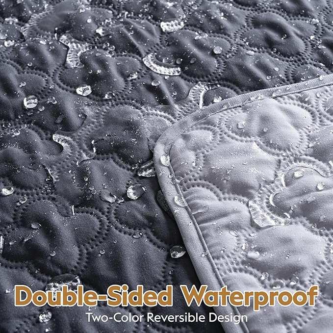 FunFurry Waterproof Dog Blanket, Couch Cover for Dogs Washable, Reversible Dog Bed Cover.(Dark＆Light Grey, 30 X 70 Inch - 1 Pack)