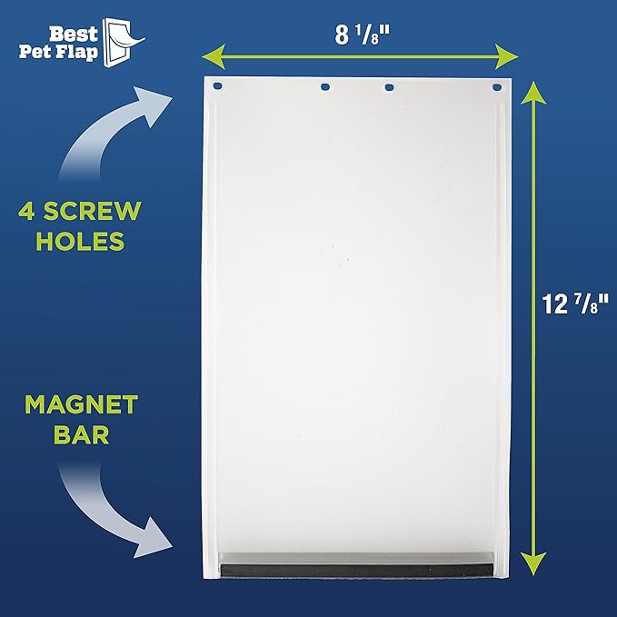 Best Pet Flap Medium Non PVC Compatible w/PetSafe PAC11-11038 - 8 1/8" x 12 7/8" Longer Lasting, Most Energy Efficient, Less Shrinkage, BPA Free