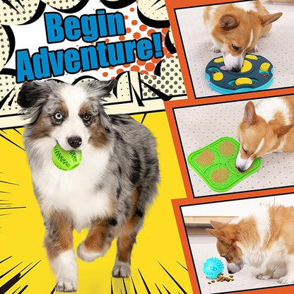 Forfon 9 Pack All-Around Dog Puzzle Toy Set -Mentally Stimulating Dog Enrichment Toys for Small to Medium Smart Dogs, Includes Dog Lick Mat with Suction Cups