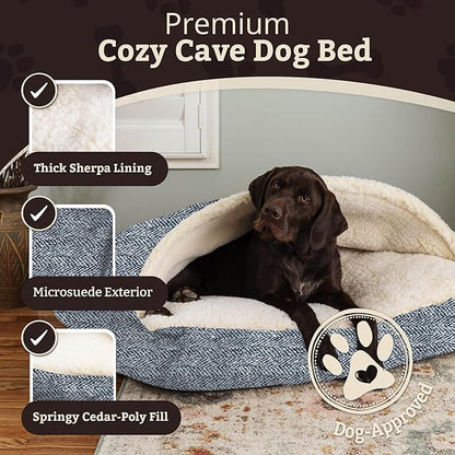 Snoozer Pet Products Luxury Rectangle Cozy Cave Dog Bed with Microsuede, Showdog Collection, Small, Palmer Indigo