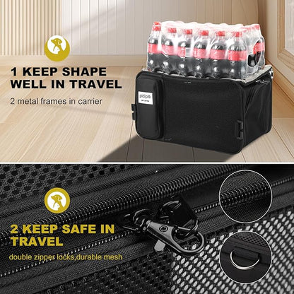 pidipiti top and 1 Side Expandable, 17x11x11 Soft-Sided pet Carrier, TSA and American/Delta/United Airline Approved,for Small Dog/Puppy/cat underseat in Airplane and Vet.