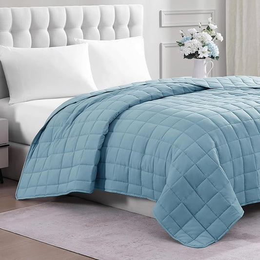 Casa Platino Ultra Soft Quilted Blanket - Pre-Washed, All Season, Fluffy Microfiber Down Alternative King Size Bed Blanket - French Blue