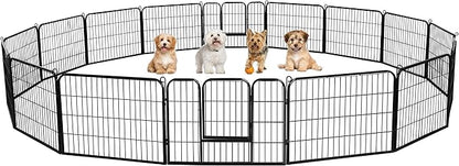 Yaheetech Wide Panel Dog Playpen, 16 Panels 24 inch High Pet Pen with Gate, Portable Indoor Outdoor Fence for Small/Medium Breed Dogs