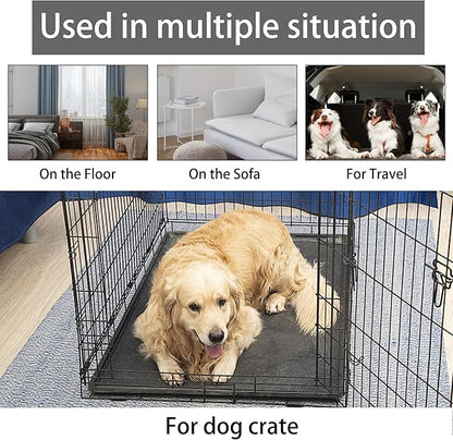 KHONSU PET Dog Bed Mat for Crate 1.1in Slim Cooling Pad Reversible Flannel & Waterproof Canva for XXL Dogs up to 110 lbs, Fits 48x30 Basic Crate