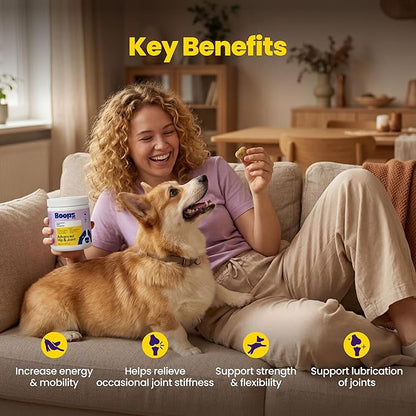 Advanced Hip & Joint Supplement for Dogs - 90 Soft Chews with Glucosamine, MSM, Chondroitin & Multivitamins - Supports Mobility & Flexibility - Made with Pasture-Raised Chicken