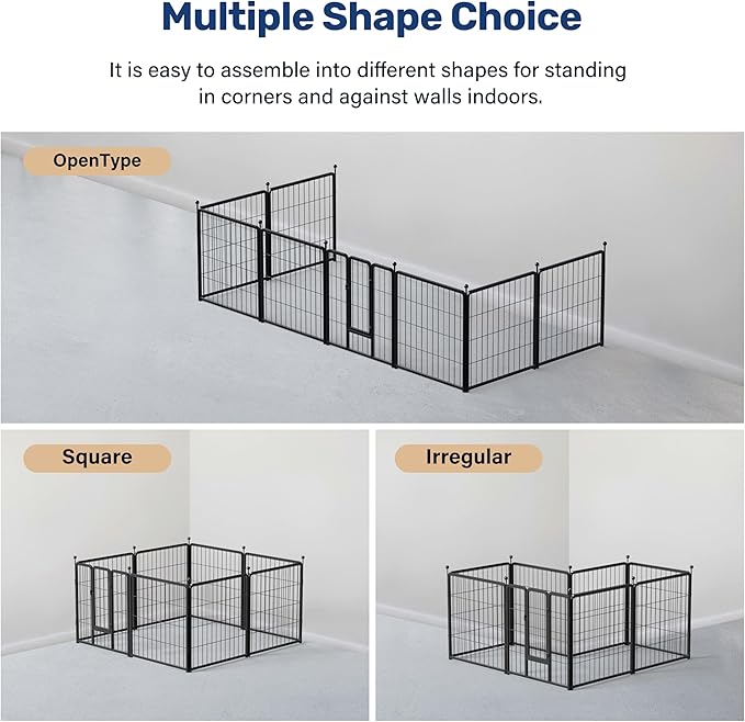 HealSmart Dog Playpen 24 Inch 8 Panels, Heavy Duty Metal Portable Pet Playpen Indoor Outdoor for Camping, Yard, RV, Garden Fence, Privacy Patio, Black