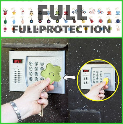 Leather Keychain Holder Case Compatible with AirTag,Cute Protective Cover with Keyring,Anti-Scratch Finder GPS Tracker Case for Wallet Keys,Bag,Pets,Backpack(Green Star)