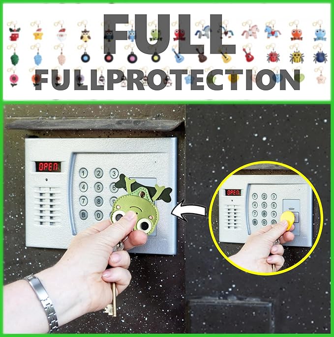 Leather Keychain Holder Case Compatible with AirTag,Cute Protective Cover with Keyring,Anti-Scratch Finder GPS Tracker Case for Wallet Keys,Bag,Pets,Backpack(Frog Green)