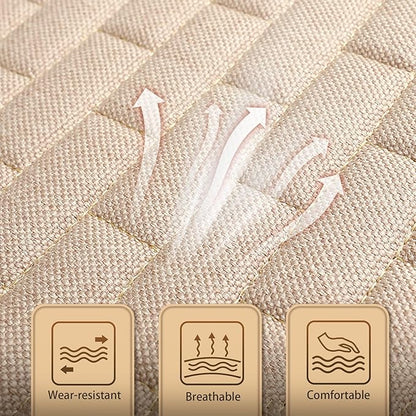 Car Seat Covers Front Seats,2 Pack Seat Covers for Cars Truck SUV,Front Seat Covers with Storage Pocket,Bottom Auto Seat Cushion Pad Mat for Most Vehicles-Beige,Front 2 Pcs