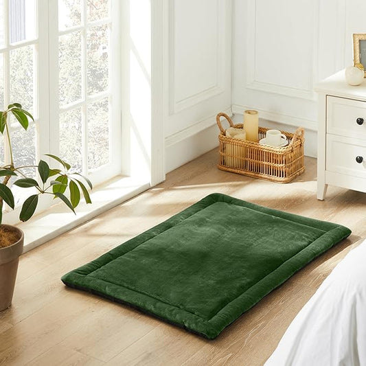 Allisandro Lightweight Waterproof Dog Bed Pad, 1.5" Thick Travel Mat for Crates, Kennels & Elevated Beds, Washable Non-Slip Sleeping Mat for Small to Large Dogs, 36 x 23 Inches, Dark Green