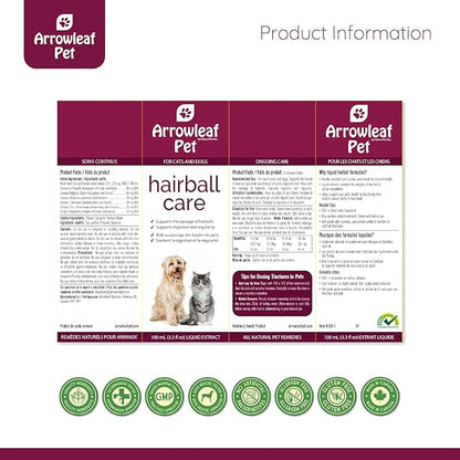 Hairball Care by NaturPet Inc | Digestive Support for Cats and Dogs | Hairballs, Constipation, Intestinal Discomfort | 100mL Herbal Tincture
