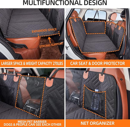 YJGF Back Seat Extender,Dog Seat Cover for Back Seat,Hard Bottom Car Seat Cover for Dogs,Dog Hammock for Car,Back Seat Pet Cover for Dogs（Grey,for Car/SUV/Small Truck）