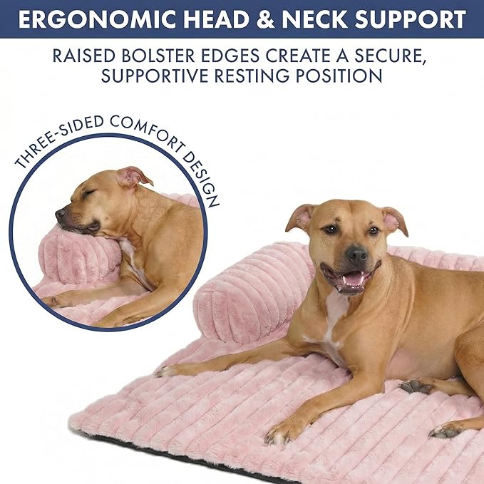 Spark Paws Luxury Dog Couch Cover Bed, Calming Pet Furniture Protector for Large & Small Dogs, Washable Bolster Dog Bed for Couch, Sofa & Bed - Pink, XL