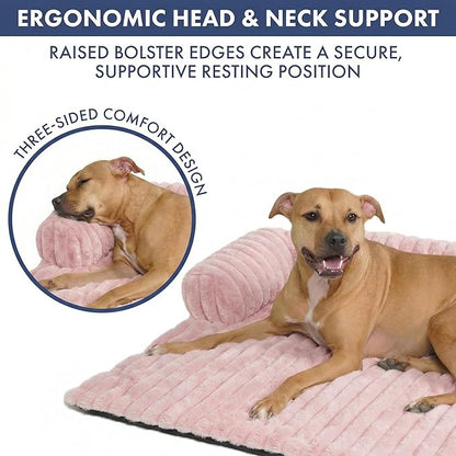 Spark Paws Luxury Dog Couch Cover Bed, Calming Pet Furniture Protector for Large & Small Dogs, Washable Bolster Dog Bed for Couch, Sofa & Bed - Pink, Small