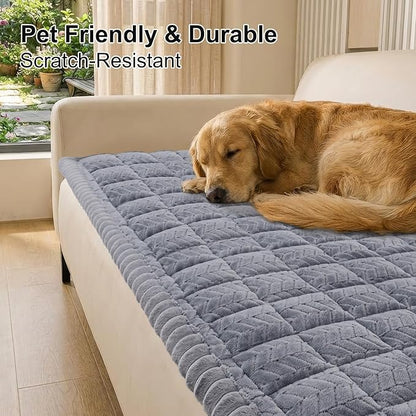 Smiry Non Slip Couch Covers for Dogs, Fuzzy Pet Couch Covers for 3 Cushion Sofa Pet Friendly, Soft Sofa Slipcovers Cushion Furniture Protector Washable (Grey, 27.6" x 88")