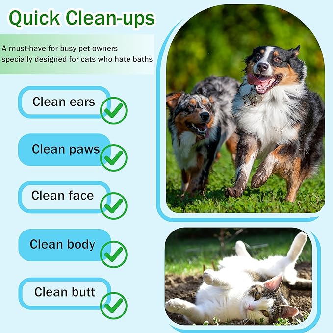 Homtyler Dog Wipes & Cleaning Gloves 2-in-1 for Dogs and Cats, Extra-Thick Pet Wipes with Coconut Oil for Lick-Safe Paws, Eyes, Ears & Body, Rinse-Free Waterless Bath for Deodorizing&Cleansing, 18 PCS