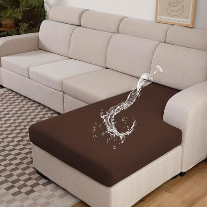 Waterproof Patio Stretch Couch Cushion Covers, Outdoor Cushion Cover Replacement Sectional Sofa Protector, Furniture Slipcovers for Pets, Washable(Chocolate, Chaise Cover)