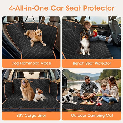 Dog Seat Cover, Upgrade Large Back Seat Pet Seat Cover Hammock for Cars, Trucks, SUVs with Nonslip Backing, Side Flaps, Waterproof, Soft (Black)