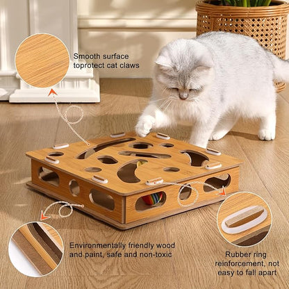Interactive Cat Puzzle Toy with Bell & Rainbow Balls, Mental Stimulation Play Box for Indoor Cats & Kittens, Fun Maze Game for Boredom Relief & Exercise