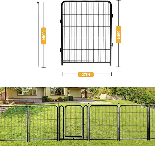 Getlay Doorless Dog Playpen 56inch 10 Panels, Dog Fence Outdoor for Yard, Garden Fence for Medium/Large Pets. Black Dog Pens Total22.1 Ft(L)