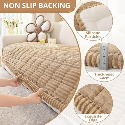 OstepDecor Washable Couch Cover for Dogs, Thick Pet Friendly Sofa Covers, Soft Couch Protector, Paw Cart Sofa Slipcovers, Cushion Protector for Leather, Sectional, Loveseat (35.4" x 70.9", Khaki)